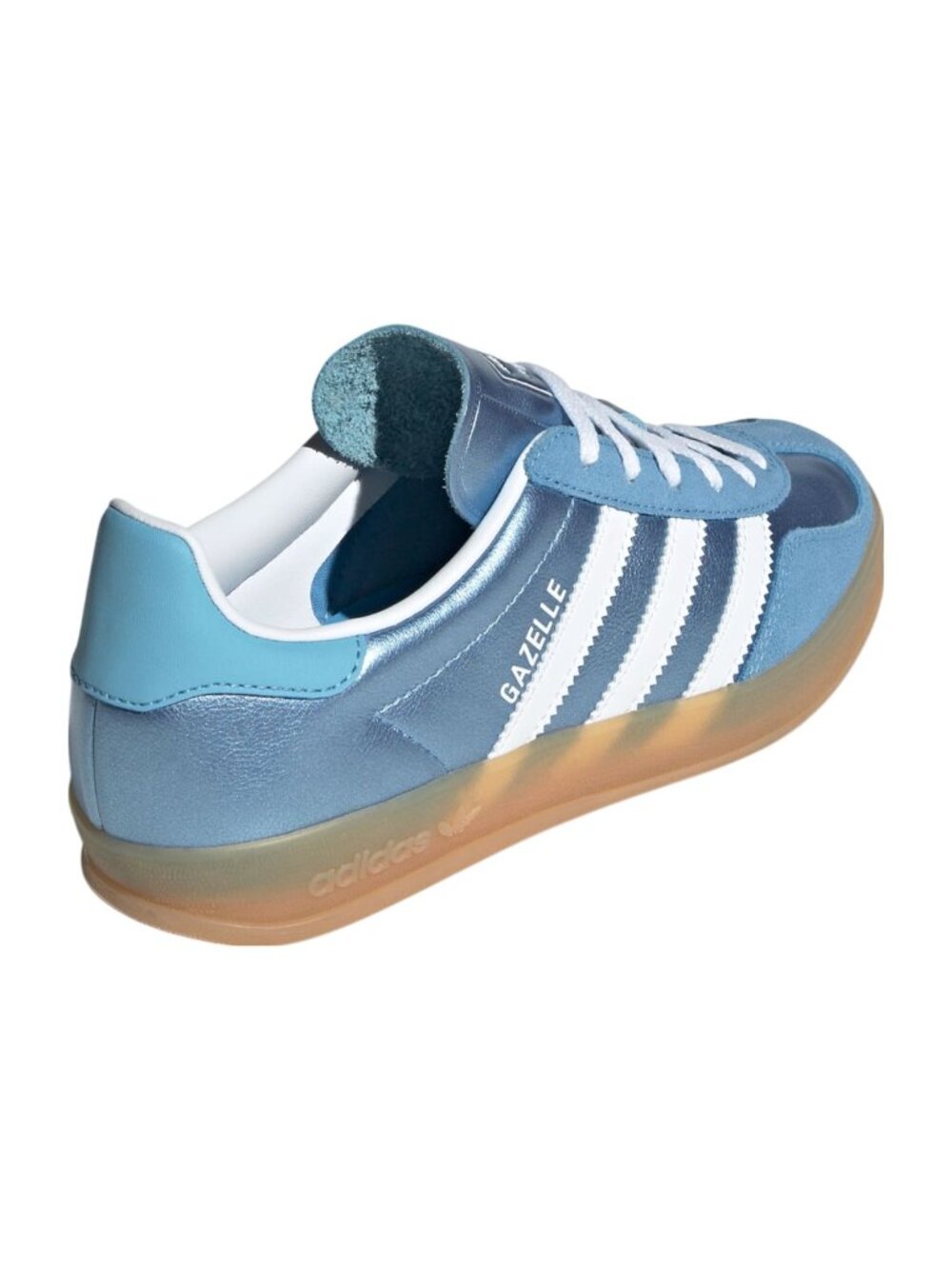 adidas Gazelle Indoor - Womens Sneaker Metallic Blue White Gum JS1407 NEW - Picture 5 of 9